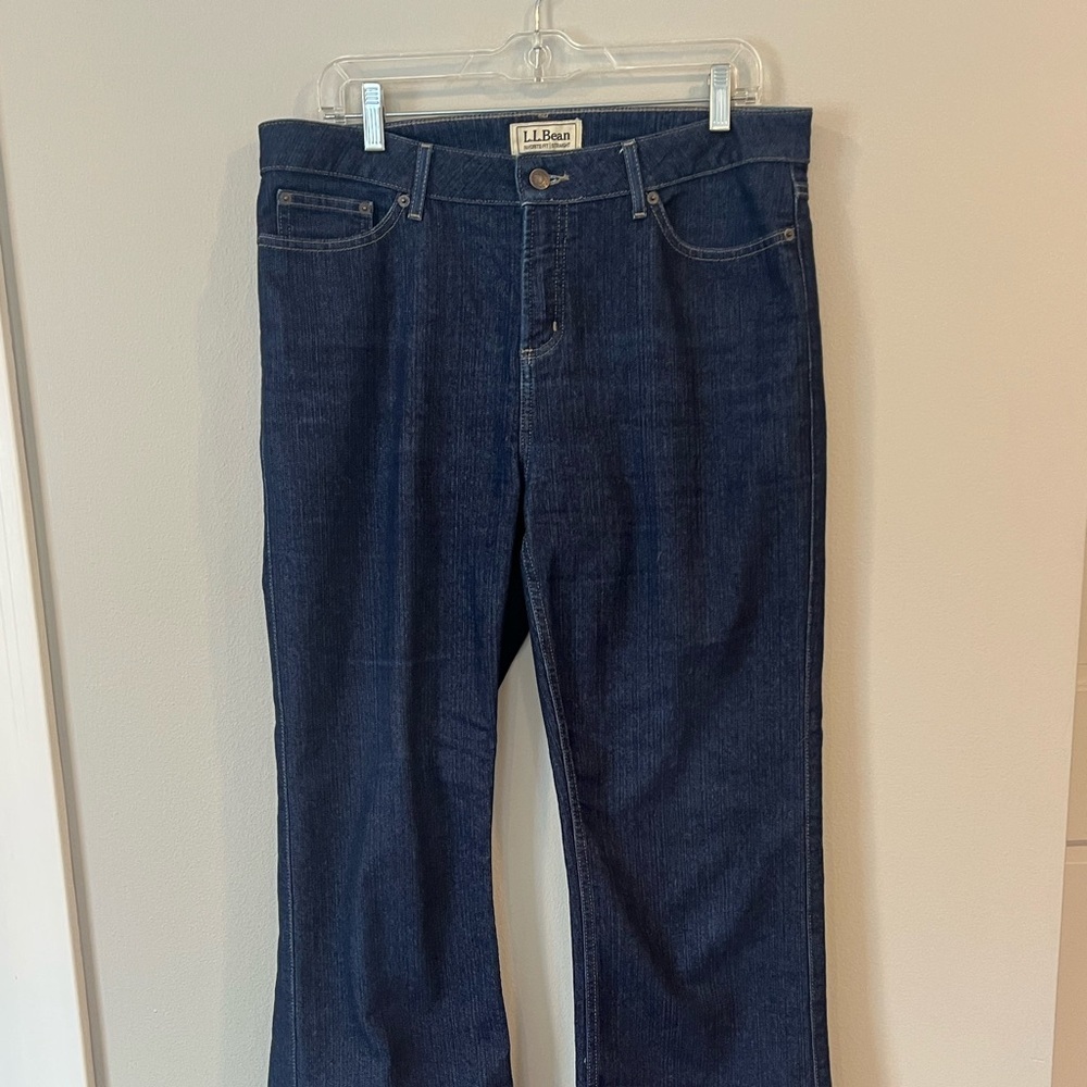 LL Bean Favorite Jeans Womens Blue Size 12 Reg Straight Fit Denim